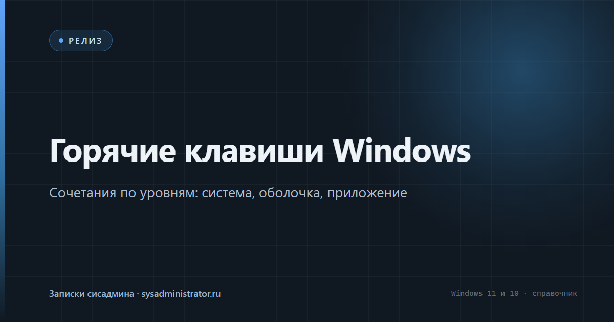 Горячие клавиши Windows — обложка справочника