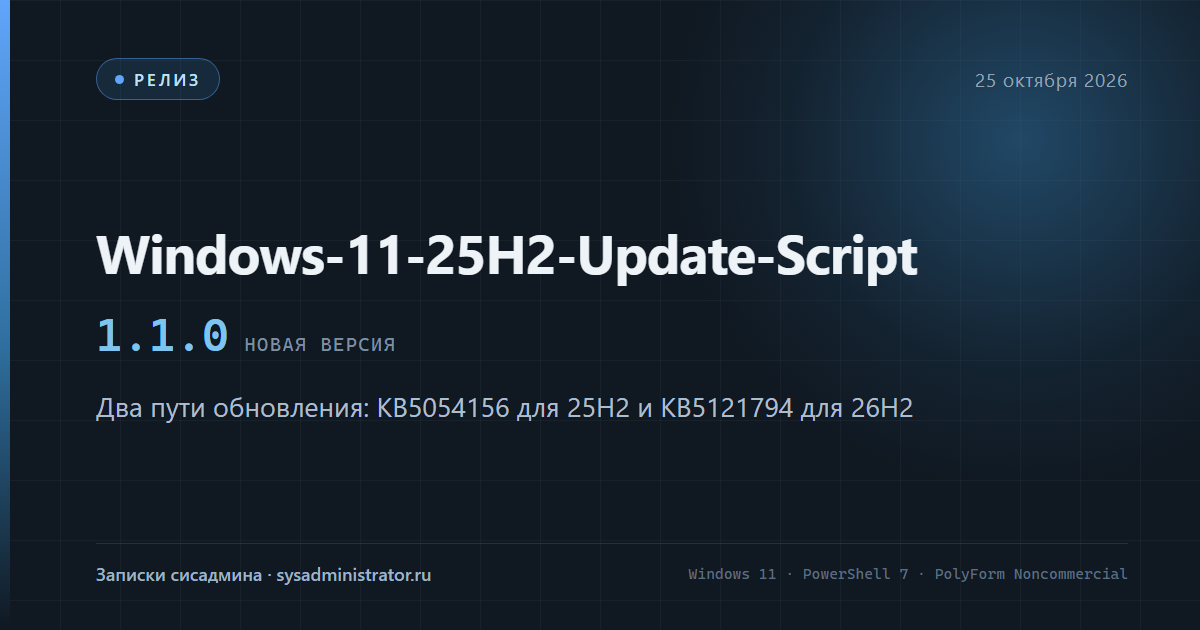 Пакет включения Windows 11: 25H2 и 26H2 — обложка обзора